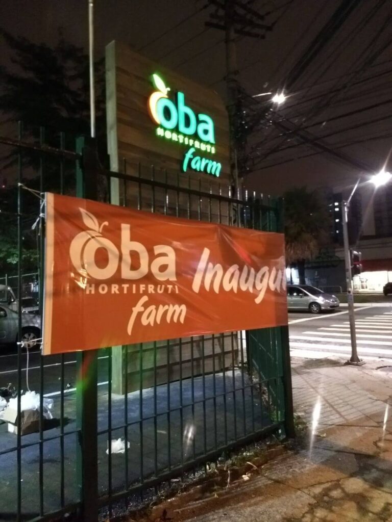 Oba Hortifruti Farm Vila Mariana faixa de inauguração